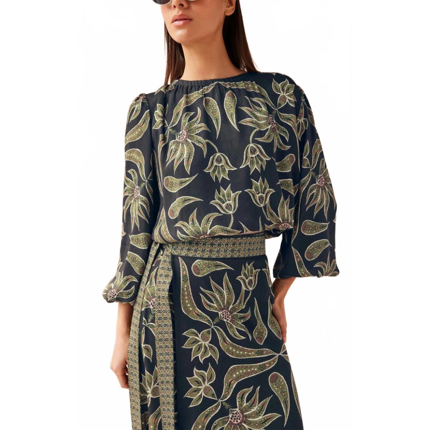 New Omika Ayla Blouse In Alexia Onyx